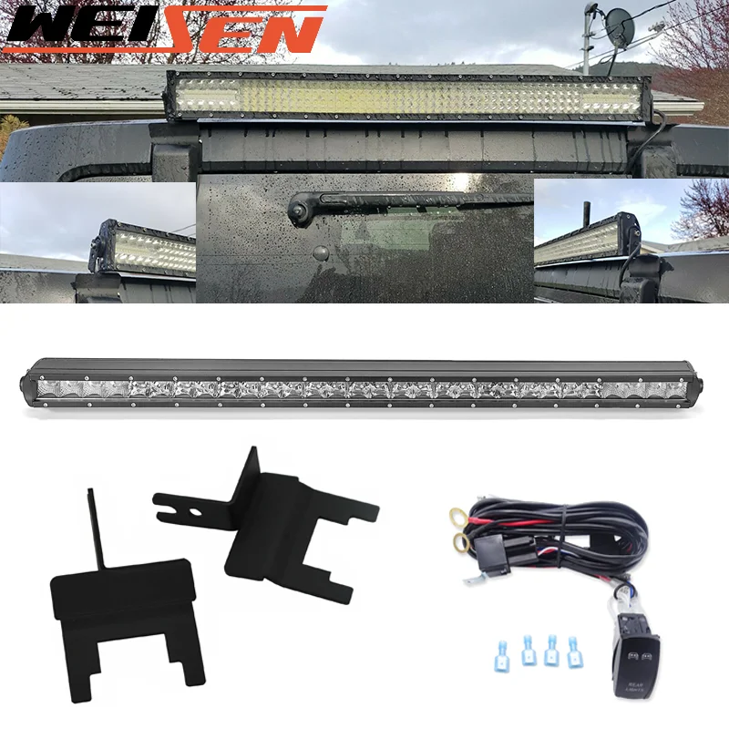 Upper Rear Roof Window 150W LED Light Bar Mount Kit For Jeep Wrangler JK 2007 2008 2009 2010 2012 2013 2014 2015 2016 2017 2018