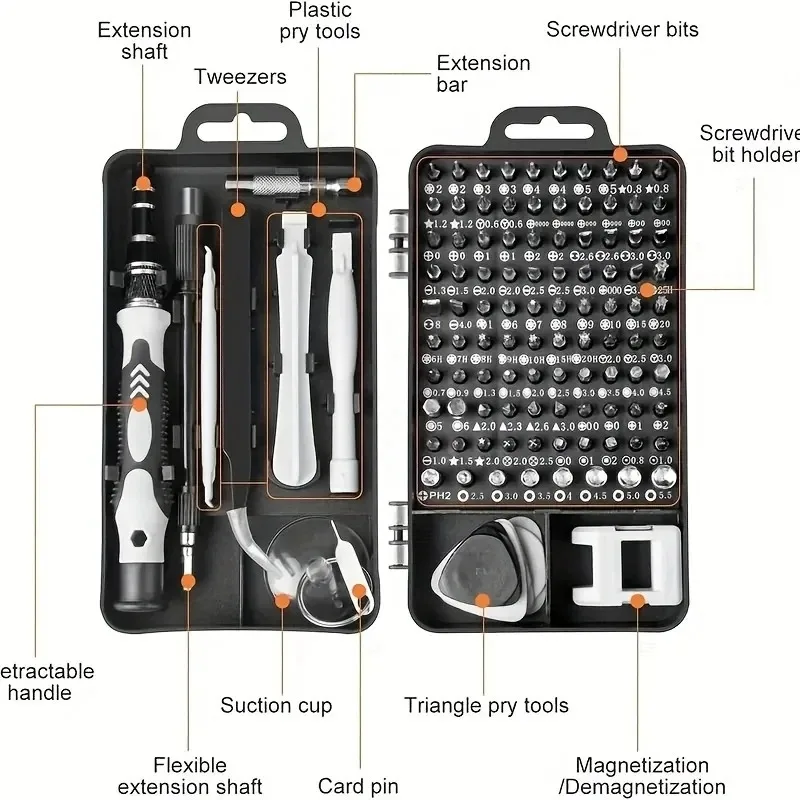115-in-1 Precision Screwdriver Kit with Magnetic Tips Professional Nut Driver Set for Electronics And Laptop Repairs