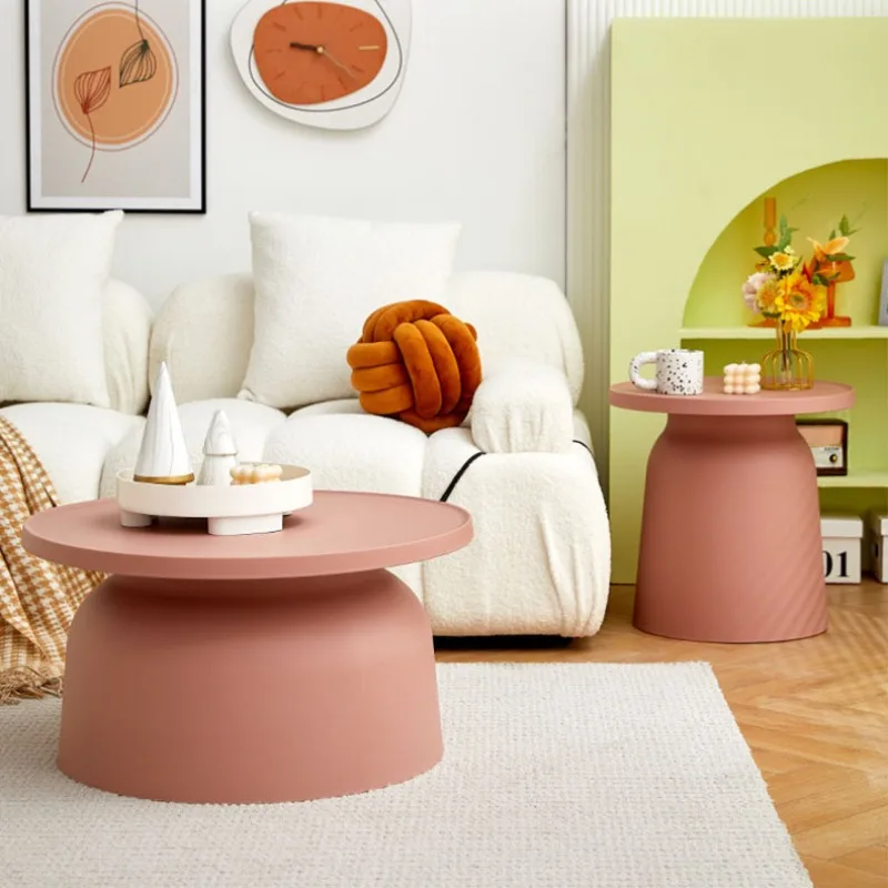 

Creative Internet celebrity plastic coffee table combination household living room round table balcony round edge table