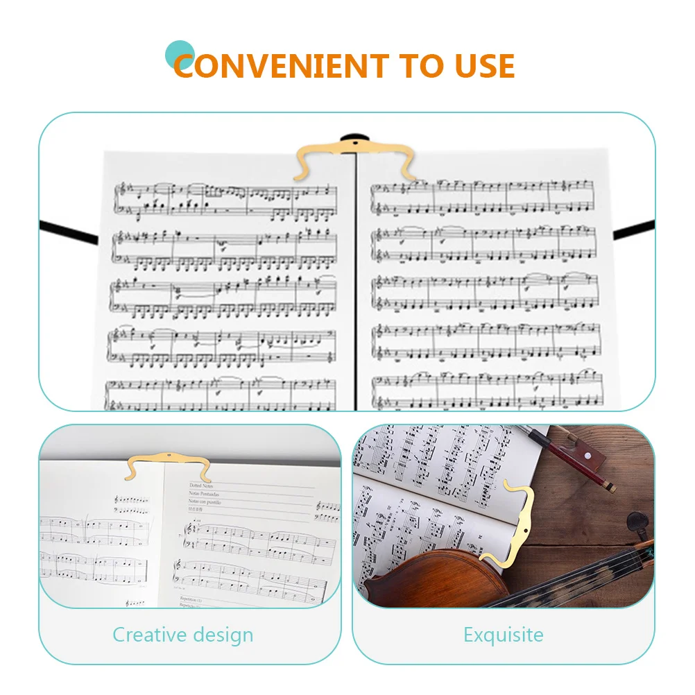 

Metal Music Book Clip Sheet Notes Stand Desk Holder Score Piano Page Clamps Durable Iron Compact Size Musicians Gifts