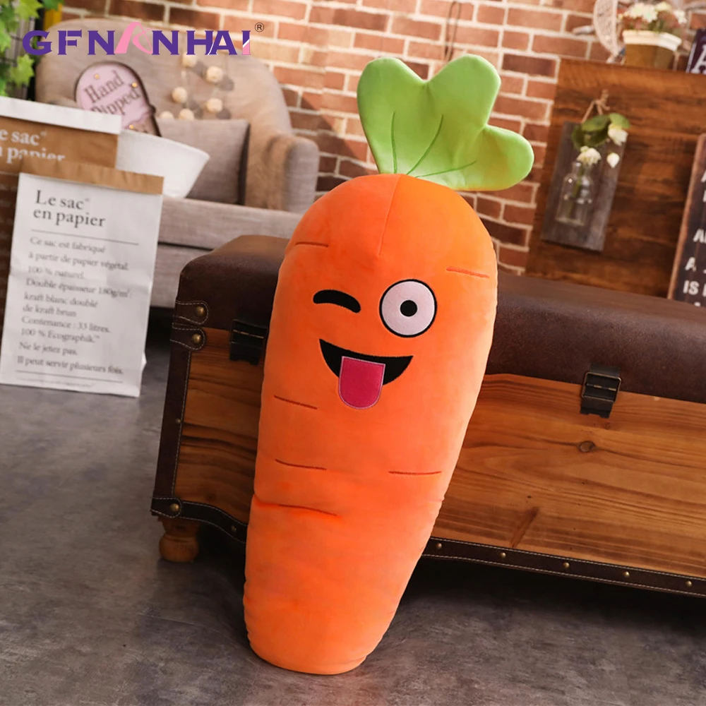 1 unidad de juguete de peluche de zanahoria con sonrisa de dibujos animados de 45/70/90cm, almohada de simulación bonita de zanahoria y verduras, muñecos de peluche, juguetes suaves para regalo de niños