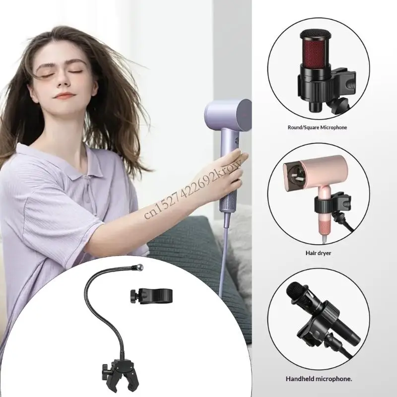 Rotatable 360 Degree Microphone Stand Arm Bendable for Better Positioning Black