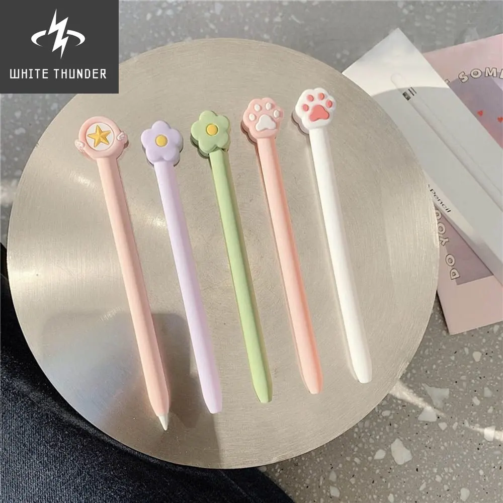 

Touch Pen Stylus For Apple Pencil 1/2 Silicone Pen Case Star Flower Cat Claw Silicone Pen Case Thickened Drop-proof Stylus Cover