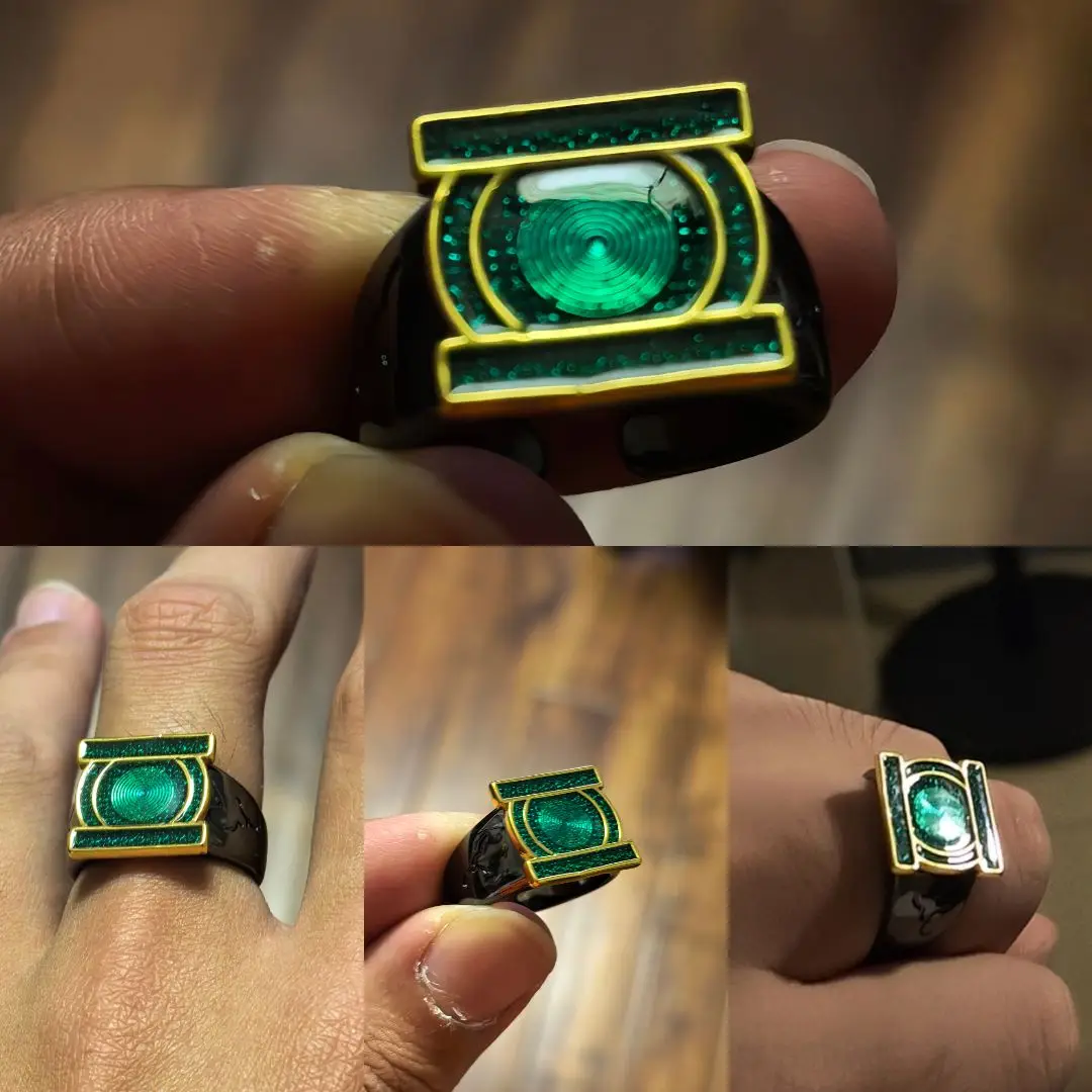 2026 Green Lanterns Ring John Stewart Adjustable Open Band Ring Halloween Cosplay Props Accessory Toy Collection Figure