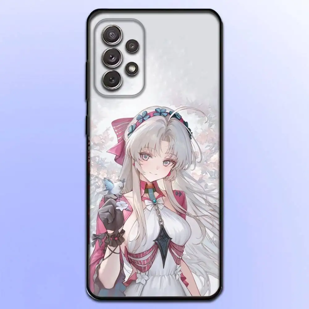 Casing Ponsel W-Wuthering Waves C-Carlotta untuk Samsung S 25,24,23,22,30,21,10,9,Ultra,Plus,Lite,FE,4,5 G Casing Hitam Lembut