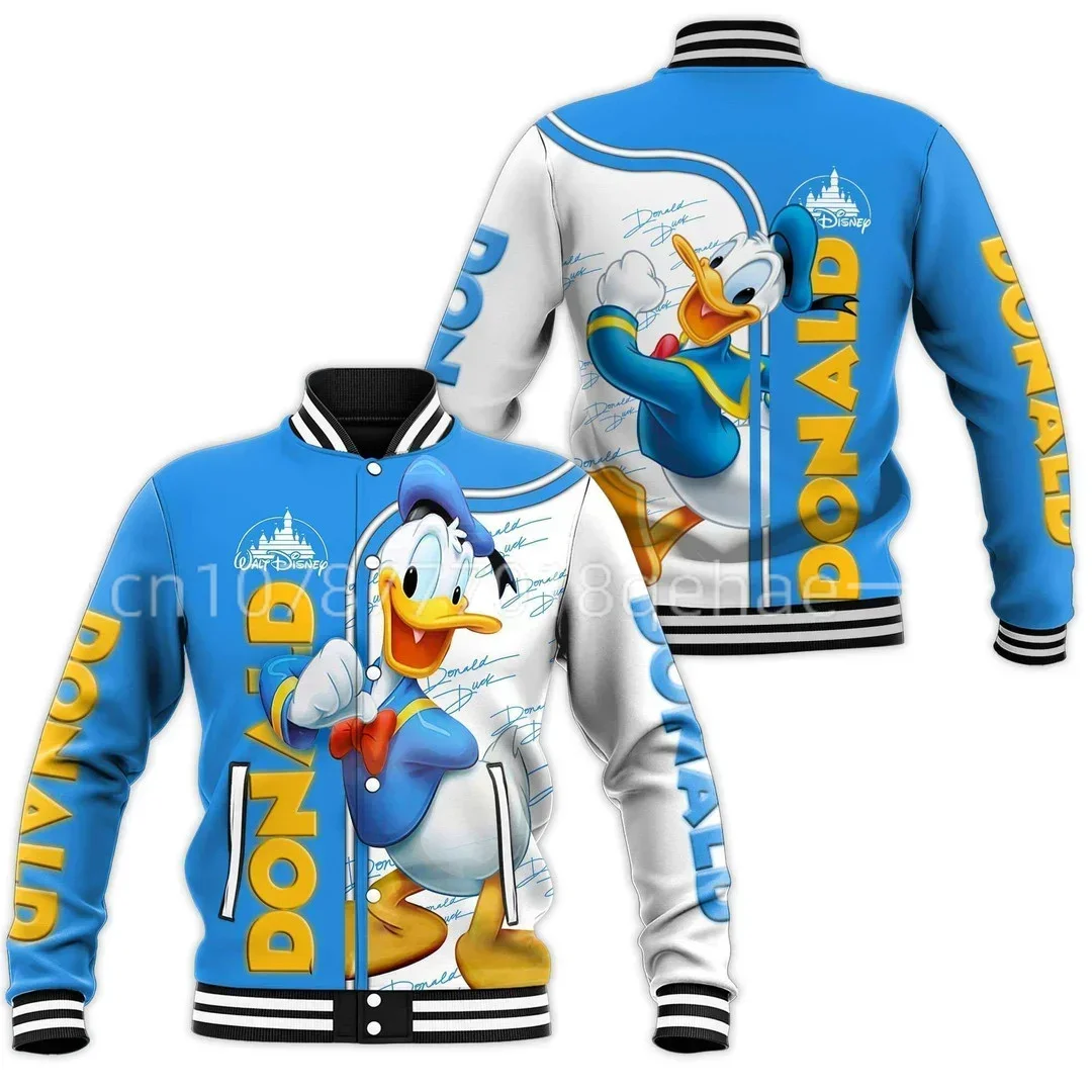 Disney Donald Duck Baseball Jacket Custom Name Men's And Women's Casual Y2k Jacket Fashion Hoodie