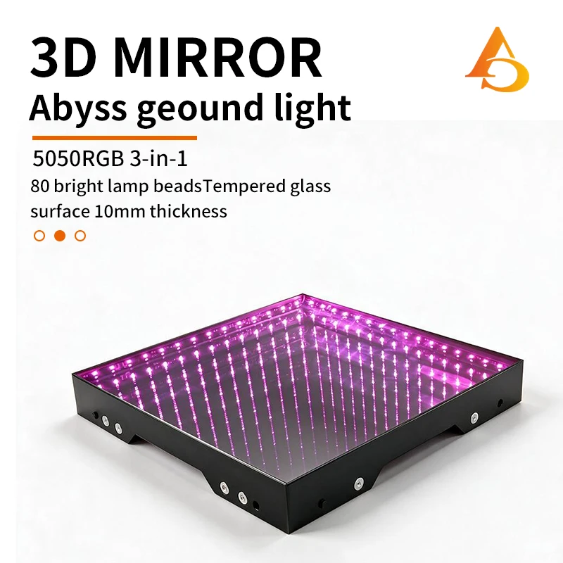 AICPOSE 4-16pcs 0.5x0.5m 3D Effect LED Dance Floor Light Magnetic Infinite Mirror Panel for Wedding Parties Stage Lighting Equip