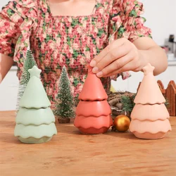 Boowan Nicole Christmas Tree Candle Jar Silicone Molds for Cement and Concrete Handmade Storage Box Jesmonite Making Mould