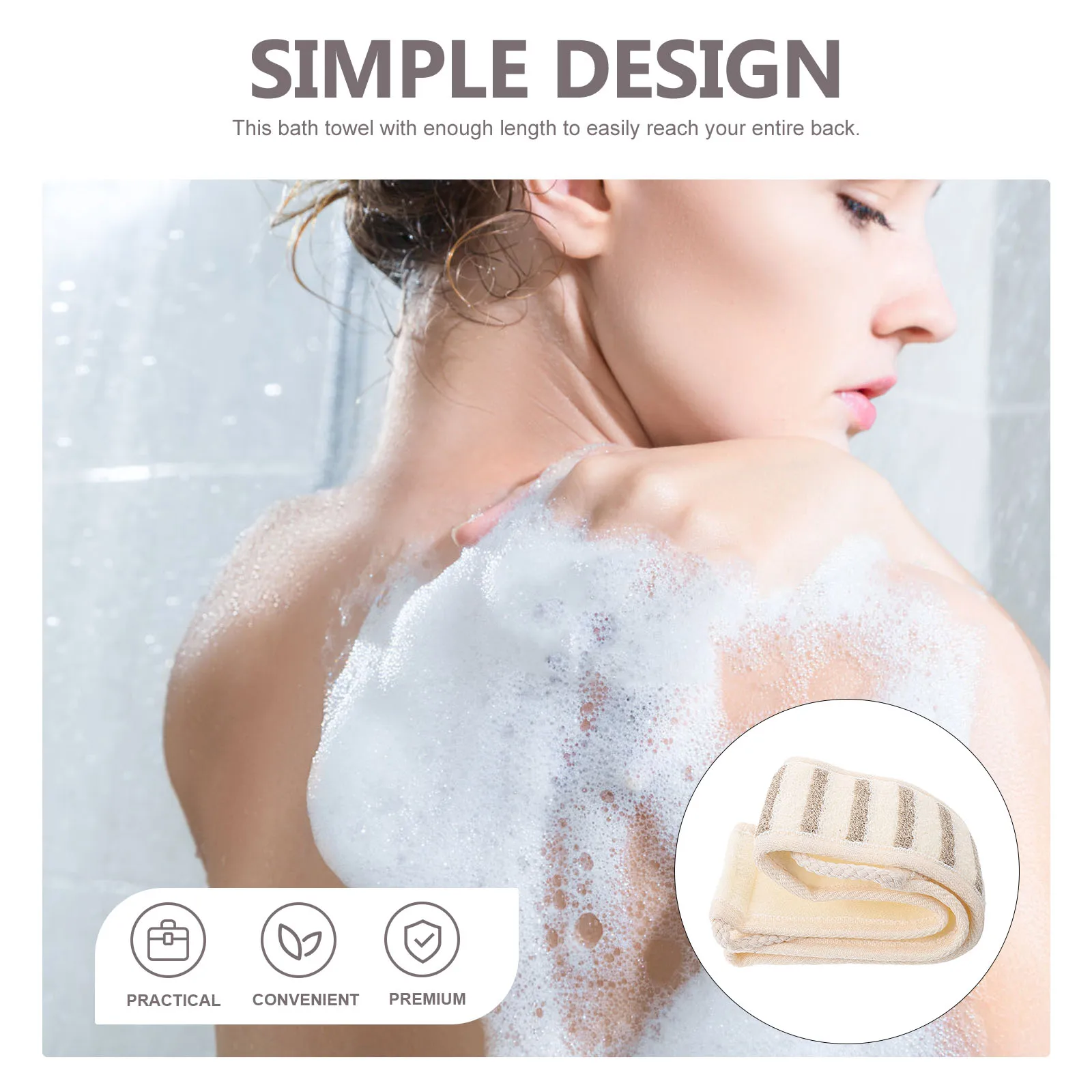 

Long Exfoliating Back Scrubber Towel Double-Sided Bathing Cloth Skin-Friendly Bath Towel For Shower Body Loofah Scrubbing Cloth