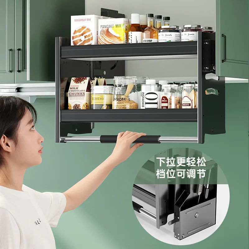 Kitchen top cabinet, basket hanging cabinet, lifting cabinet, pull-down kitchen cabinet, basket mounting, bowl storage rack