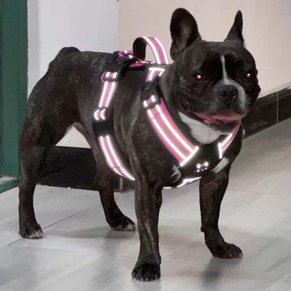 Sturdy French Bulldog Pet Harness with Handle Walking Big Dog Harnesses for Medium Large Dogs Shiba Inu Pug mascotas Accessories