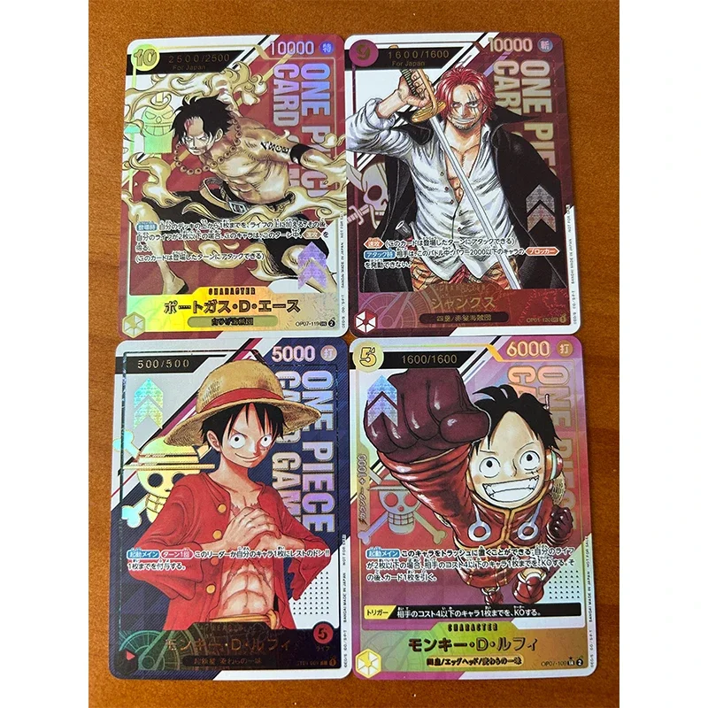 ONE PIECE Anime Characters Portgas D Ace Shanks DIY Homemade Bronzing Game Toys Christmas Birthday Gift Collection Card