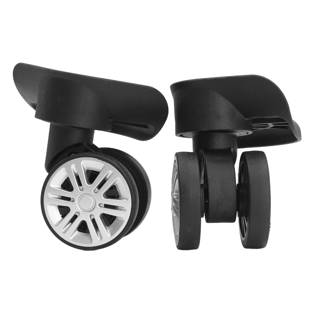 

Пара прочных колес из АБС-пластика для чемоданов, бесшумные, поворотные, двойной ряд, для путешествий, запасные колеса для багажа