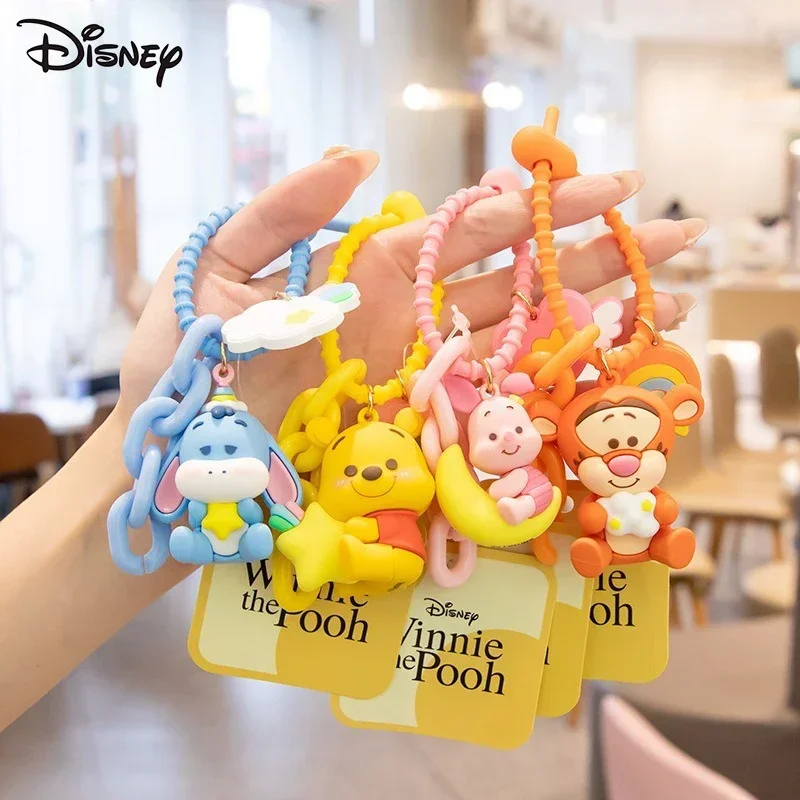 Disney Winnie The Pooh Keychain Action Anime Figures Tigger Eeyore Piglet Pendant Cartoon Car Backpack Ornaments Kids Gifts