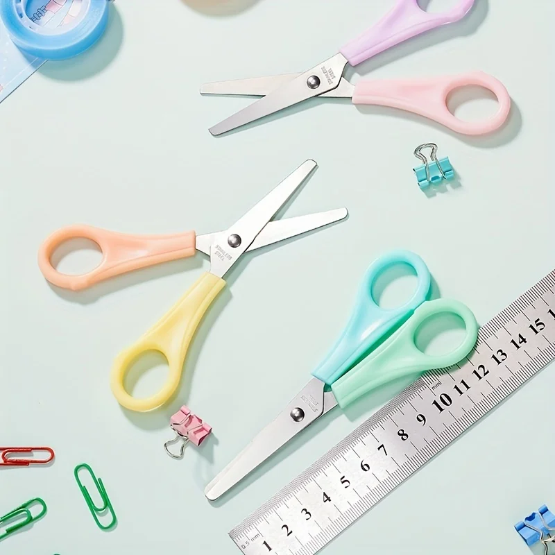 1pc Colorful Ruler With Scale Scissors Office Scissors Student DIY Handmade Scissors Household