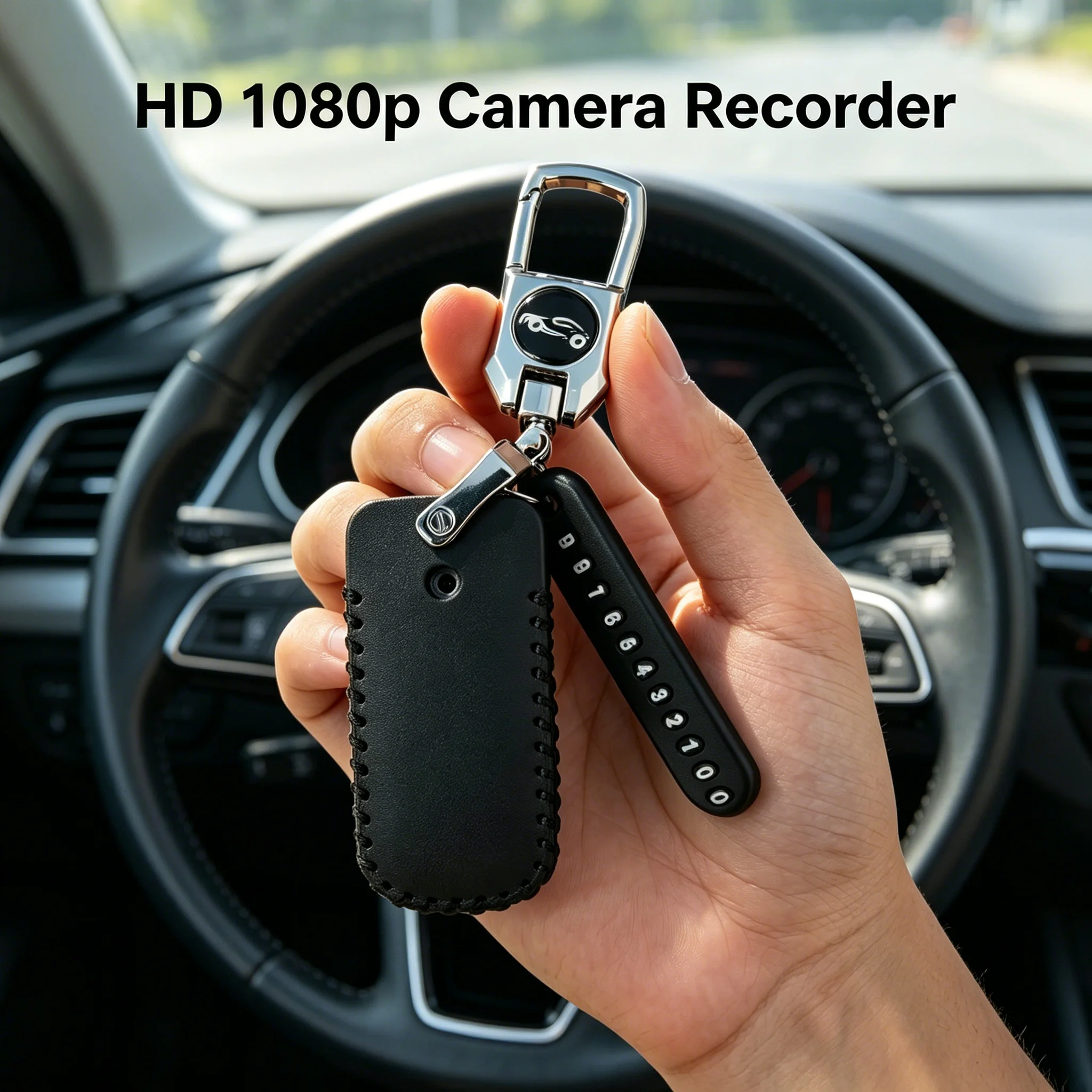 1080P Mini Thumb Cam with Keychain Leather Cover, HD Body Recorder, Long Standby, Memory Card Supported, Non-WiFi Design view 2