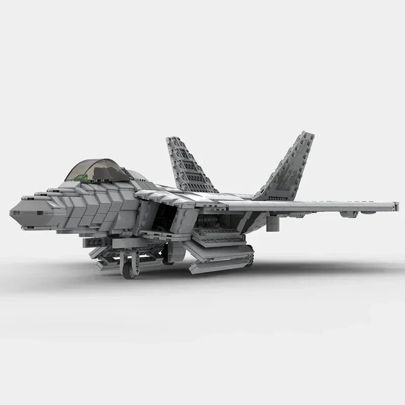 

Moc Building Bricks Military Fighter Model 1:35 F-22 Raptor Technology Modular Blocks Gifts Christmas Toys DIY Sets Assembly