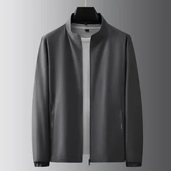 Men's Jacket 2024 Autumn New Solid Color Loose Large Size Casual Business Office Stand Collar Coat Men's Plus Size Jacket L-8XL