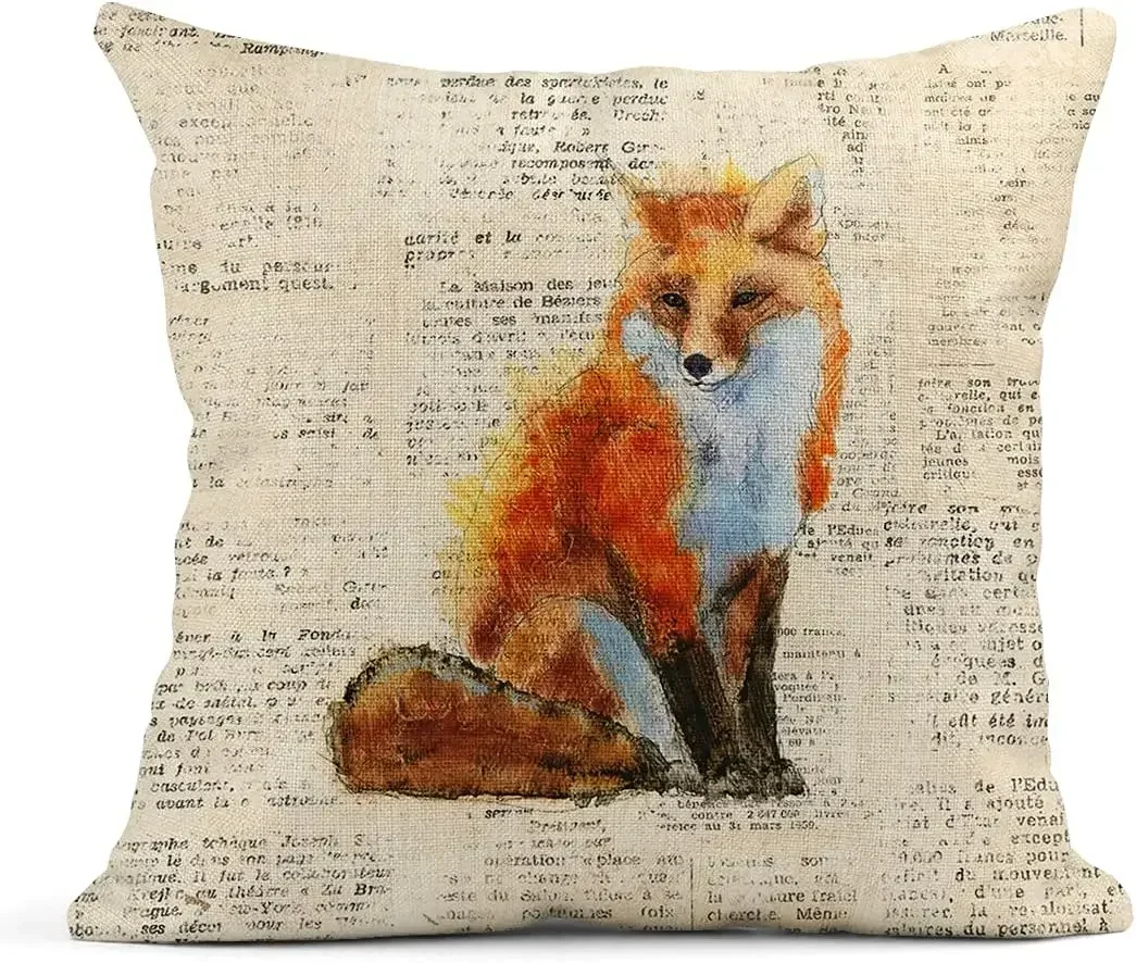 Linen Throw Pillowcase Squirrel Animal Home Decorative Pillowcase Square Sofa Bed Sofa Cushion Cover 45x45 cm