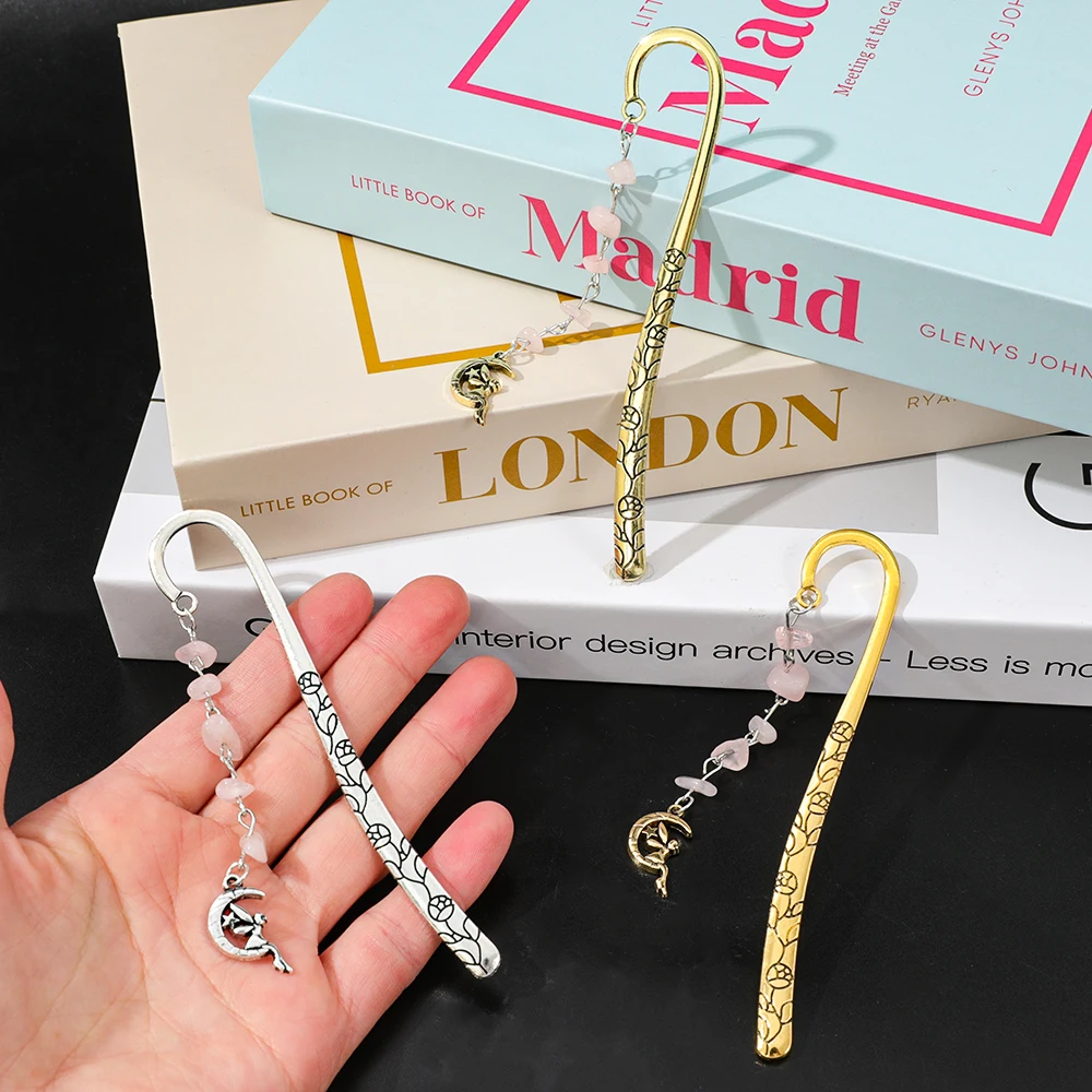 Vintage Metal Bookmarks with Crystal Chain Book Lover Book Accessories Birthday Classes Christmas Gifts for Friends Book Charms