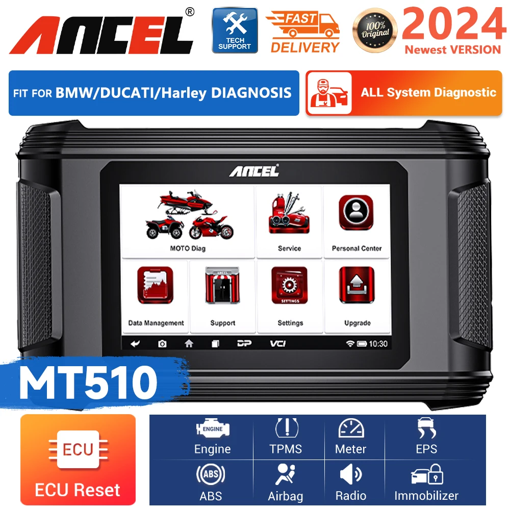 ANCEL MT510 Motorcycle Scanner All System OBD2 Diagnostic Tool for BMW/DUCATI/Harley Support 30+Functions Code Reader