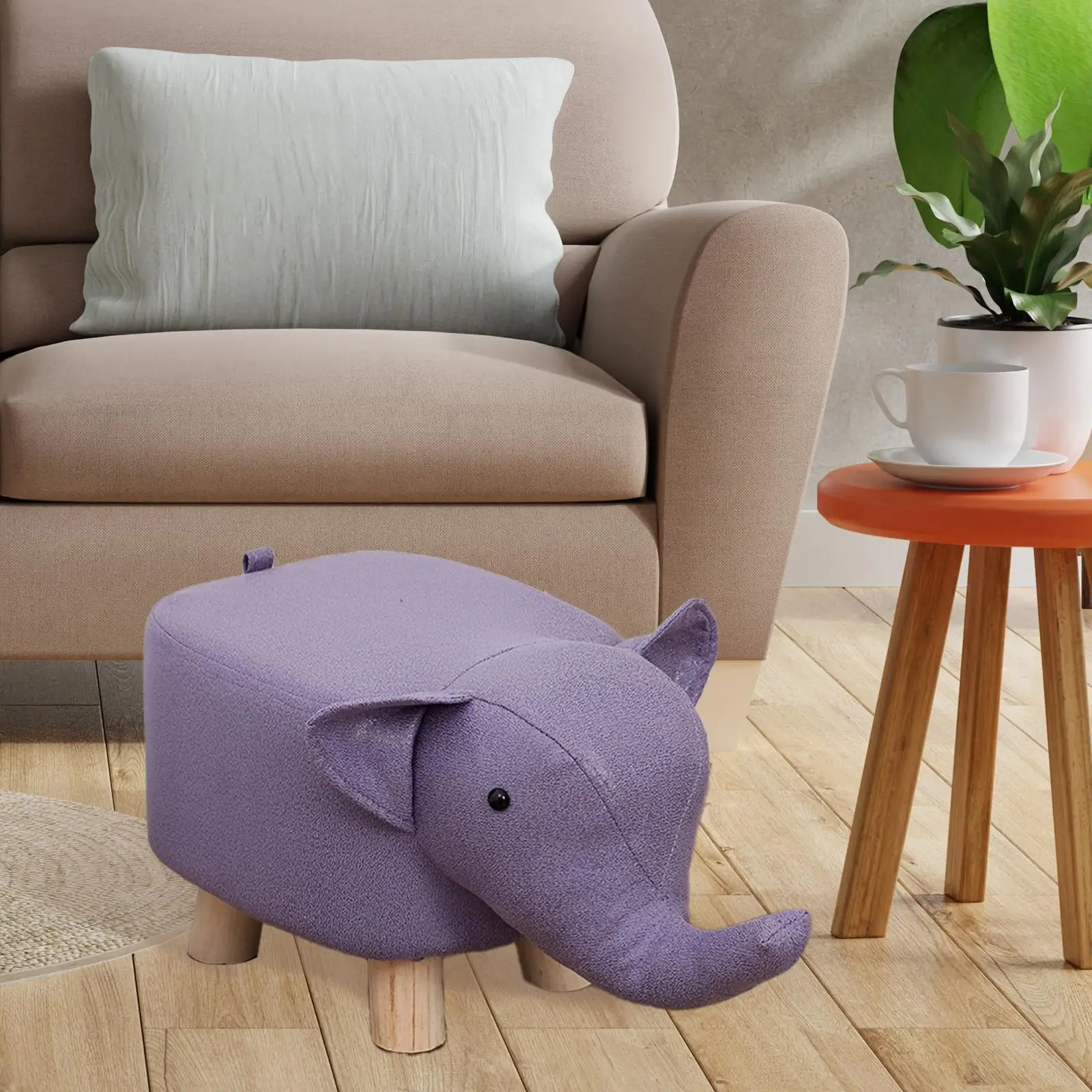 Animal Footstool Elephant Shaped Bench Cartoon Padded Cushion Pouffe Chair