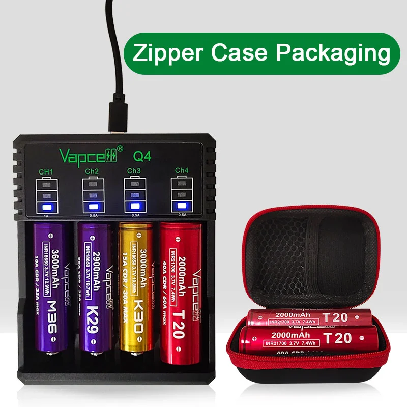 Vapcell-batería de iones de litio recargable INR21700 T20, Original, de 1-10 piezas, 2000mah, 40A/60A, la potencia más fuerte, 21700 celdas, beat 18650 20S