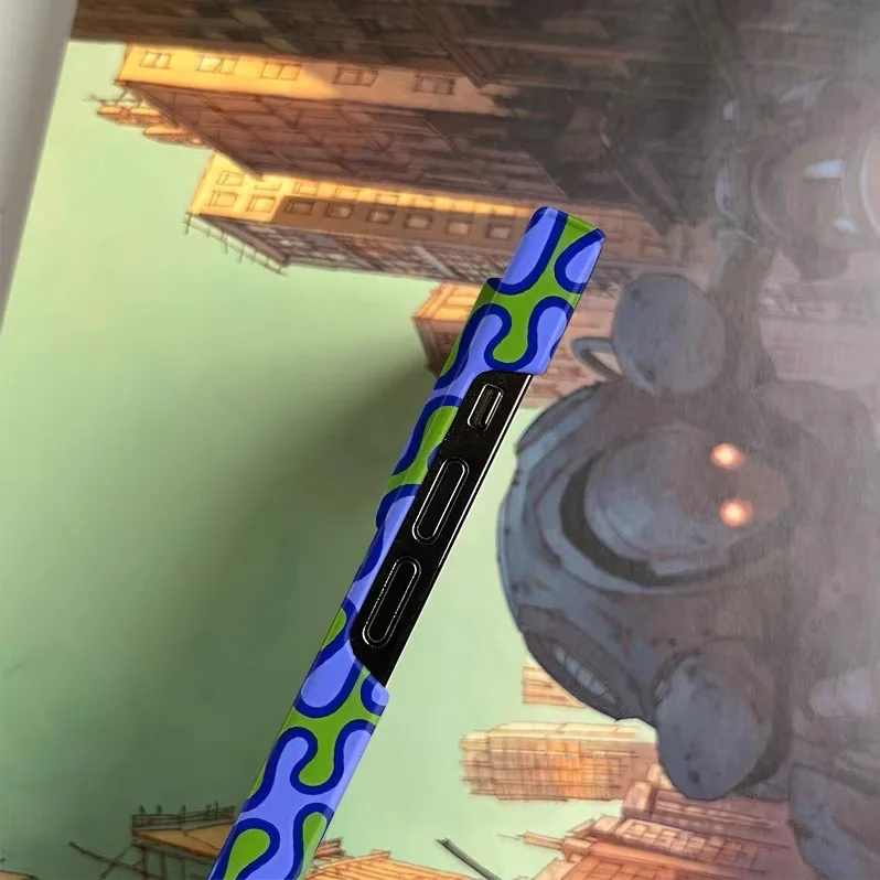 Полноэкранный абстрактный сине-зеленый цветной чехол для телефона IPHONE 17Air 16E 15PROMAX 14 16 Plus 13 12 MINI 11 PRO XR акриловый чехол для телефона