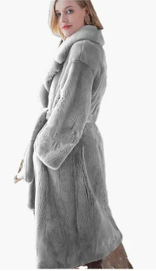 سميكة الخريف والشتاء المرأة سليم صالح أفخم معطف طويل أرنب الفراء فرو المنك فو الفراء سترة #1