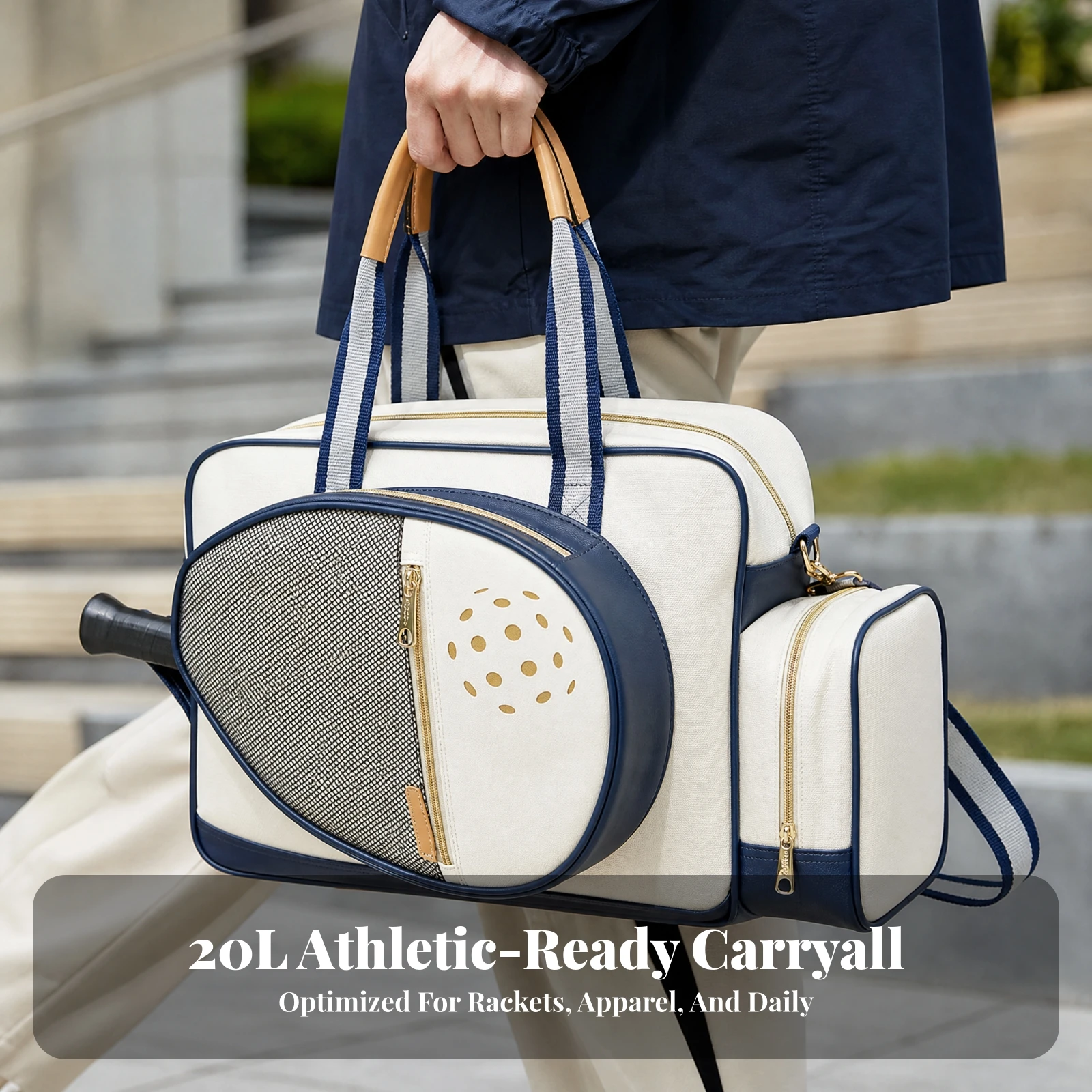 Badminton and Tennis Bag Spacious Polyester Racket Bag with Shoe Compartment Lightweight Sturdy for Court Sessions, Training
