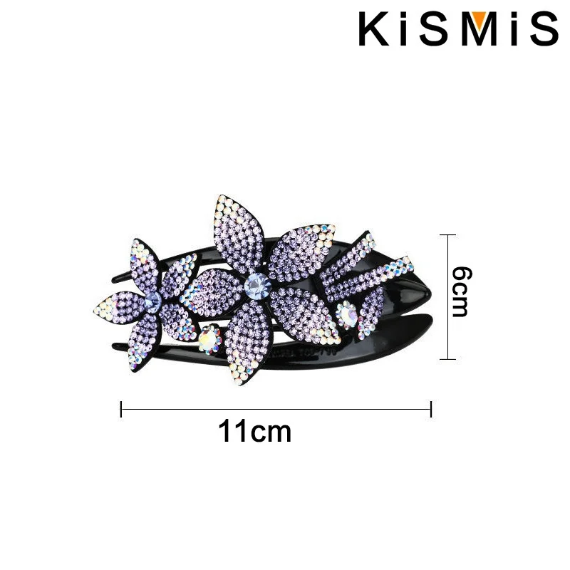 Colorful Rhinestone Hair Clip Double Temperament Ponytail Clip Top Clip Spring Clip for Women Girls Hair Accessories