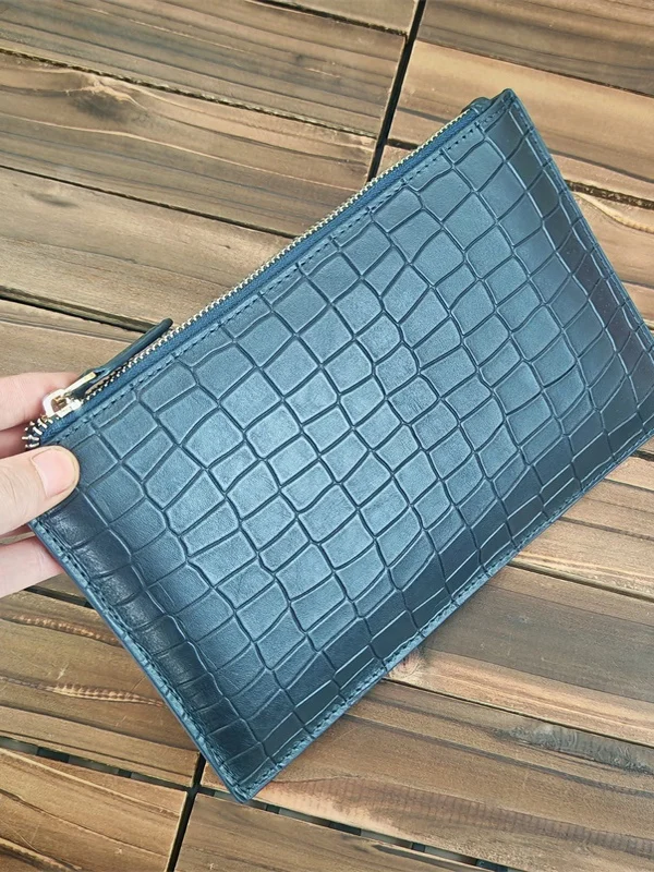 Portefeuille en cuir véritable pour hommes, enveloppe, sac à main, couche supérieure en peau de vache, sans étiquette, marque douce, Busin, enveloppe portable décontractée, singe