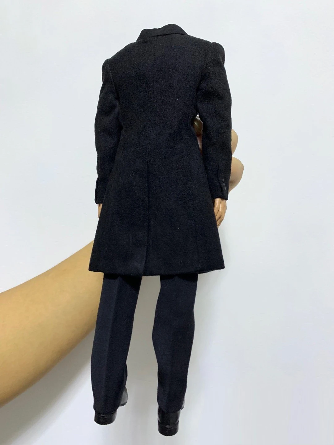 Toy Center 1/6 Scale Male Agent Slim Black Trench Coat Set Soldier Clothes Model Fit 12'' Action Figure Body Dolls Collection