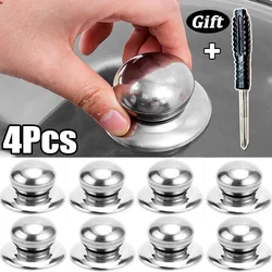 1/4Pcs Stainless Steel Cookware Pot Lid Universal Pan Lid Holding Tops Replacement Hand Grip Knob Handle Assist with Screwdriver