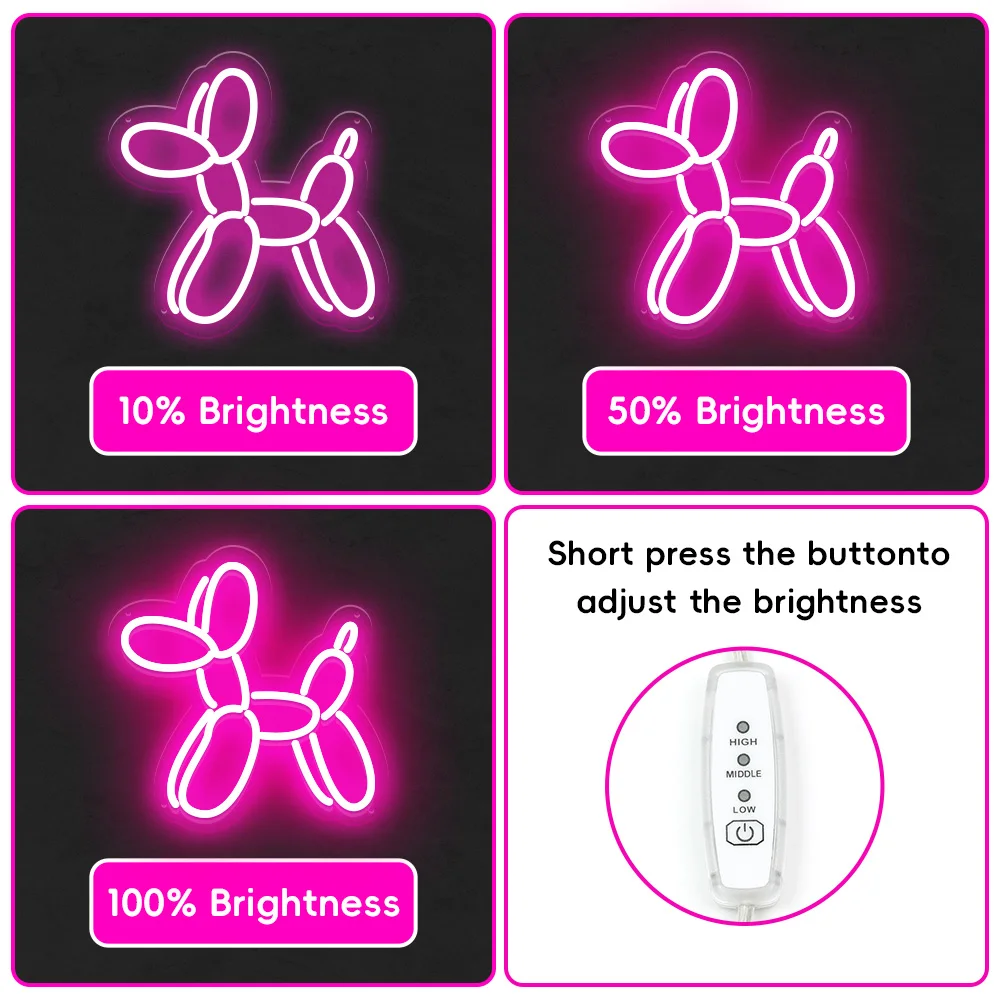 Balloon Dog Neon Sign Cute Animal Lamp Kids Birthday Gift Bedroom Store Club Home Party Wall Personalization Decorate LED Light