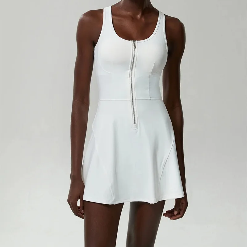 

Теннисная юбка на молнии Jenny&dave, женское платье, утягивающее талию, спортивный костюм для бега с защитой от бликов, дышащий фитнес-костюм
