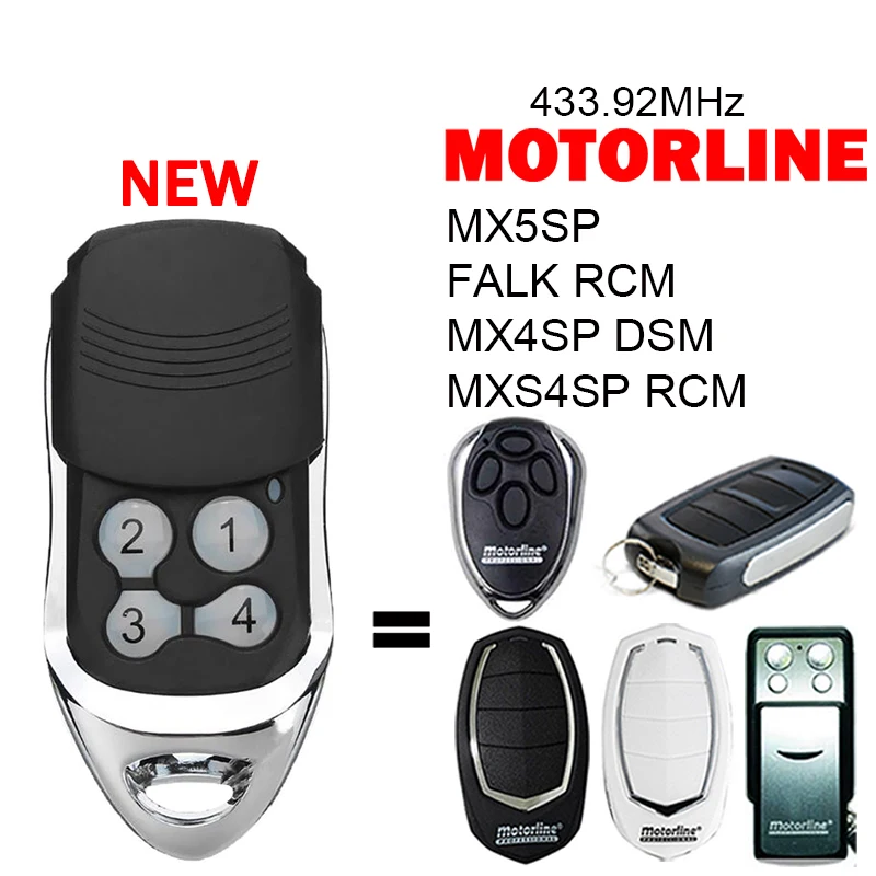 For MOTORLINE FALK RCM / MX4SP DSM / MXS4SP RCM MX5SP Garage Door / Gate Remote Control 433.92MHz Rolling Code Hand Transmitter