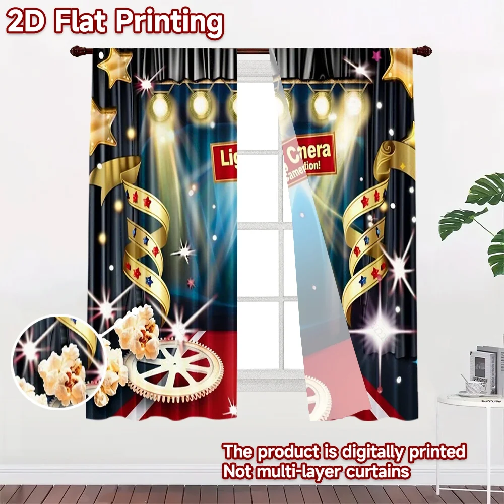 2D flat 2pcs Curtain Country Style Movie Night Red Carpet Durable polyester fiber Party Decorations Use for Indoor Celebrations