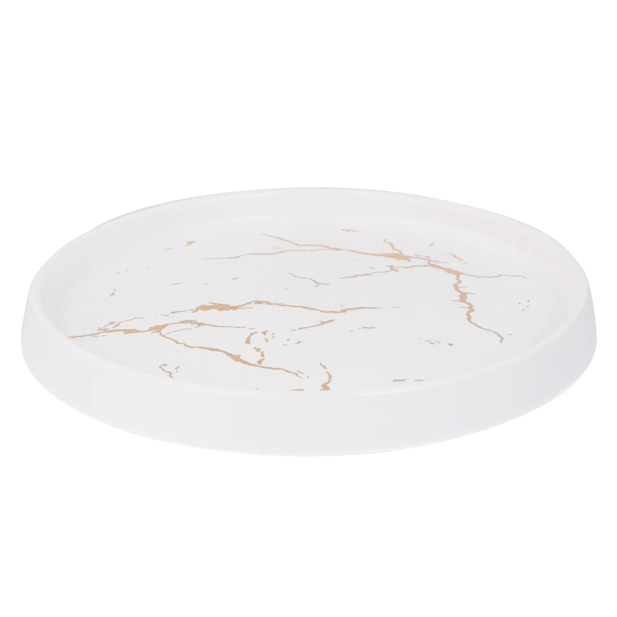

1Pcs Round Ceramic Jewelry Dish Marble Pattern Trinket Tray Gold Display Plate Elegant Ring Holder for Jewelry and Dessert