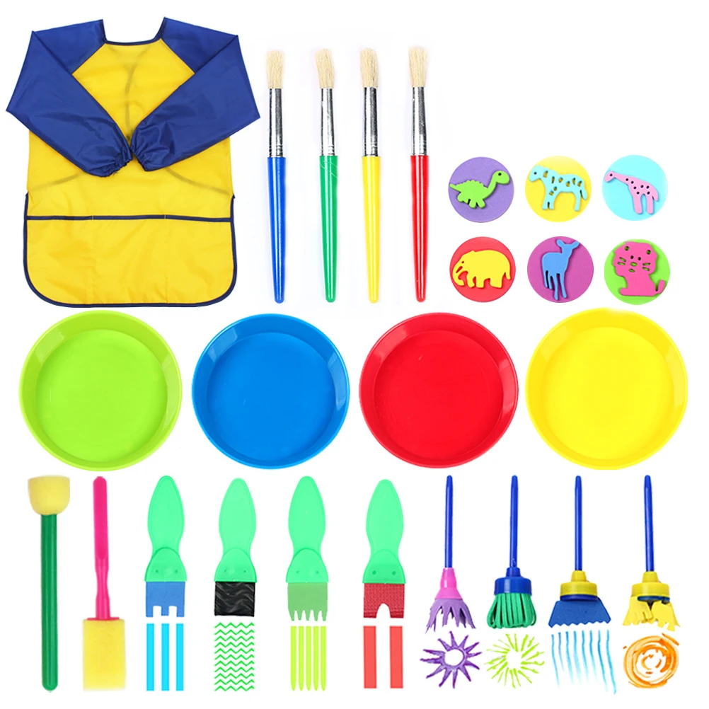 25 Pcs Painting Set Sponge Brushes Color Bowl Sponge Painting Brush DIY Craft Tools Toddlers Creativity Storage