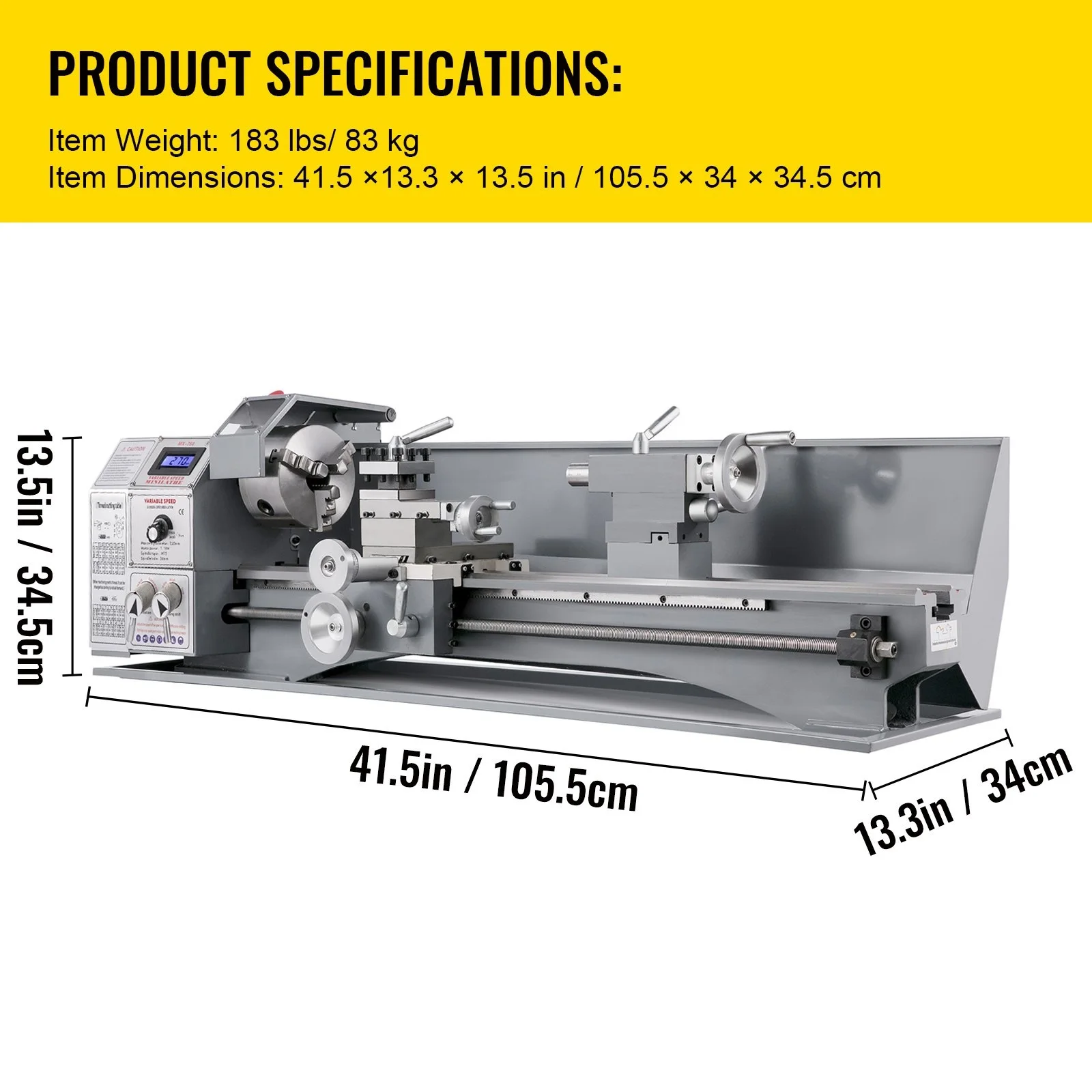 MX-600A Mini Metal Lathe Bench Top 220x600 1100W For Turning Brushless Motor Metal Gear