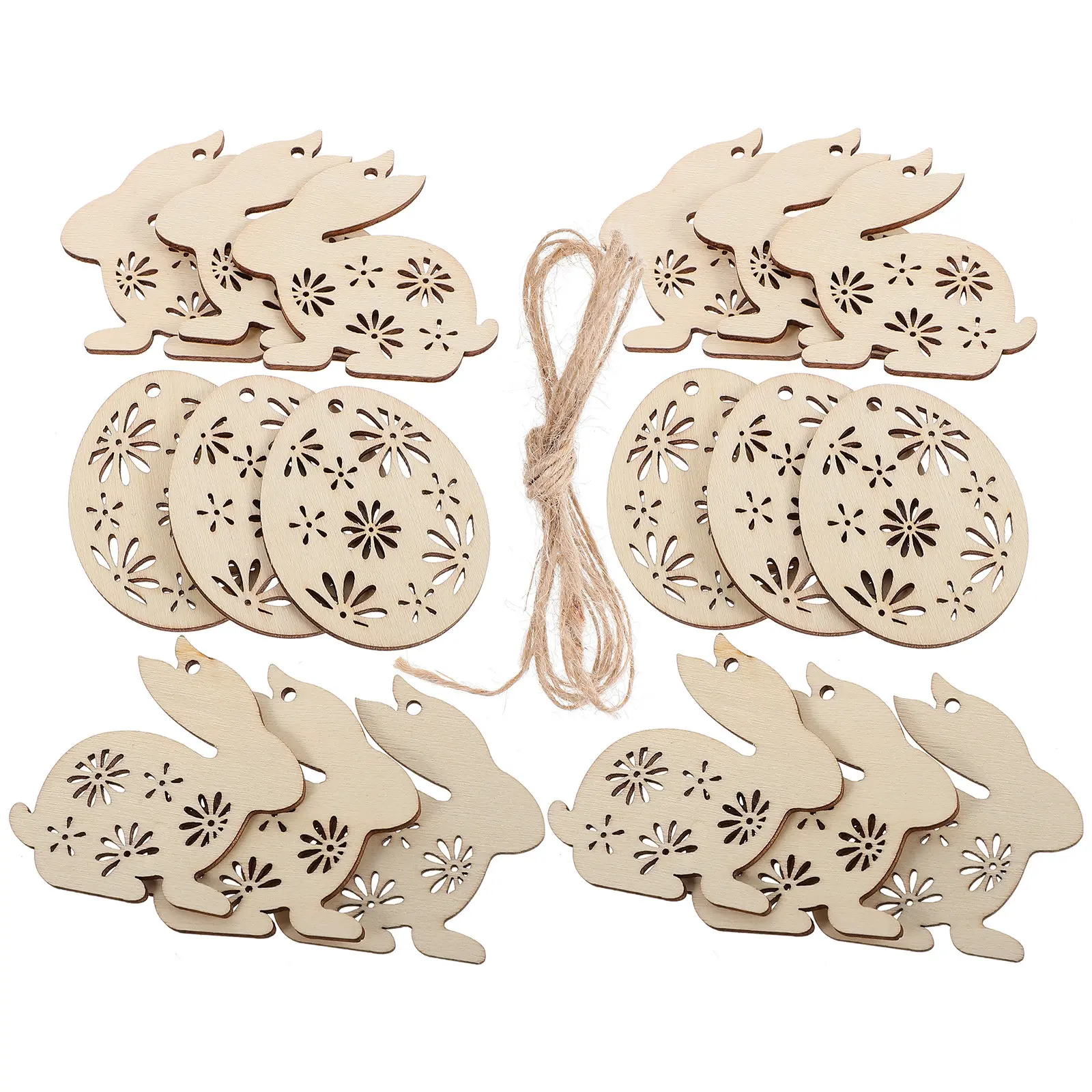 

25 шт. деревянных заготовок в виде кроликов для поделок, неокрашенные деревянные элементы для рукоделия, весеннего праздничного декора, пасхальные деревянные фигурки кроликов