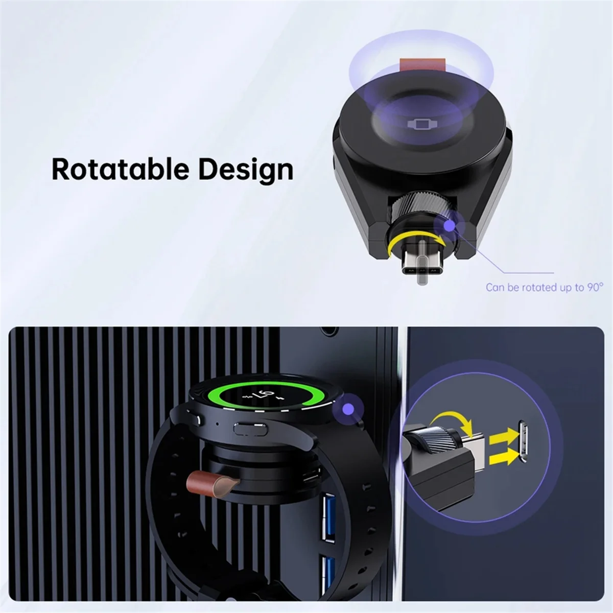 CXZD-Dock Pengisi Daya Magnetik Nirkabel Kabel Pengisi Daya Jam Tangan USB C Portabel