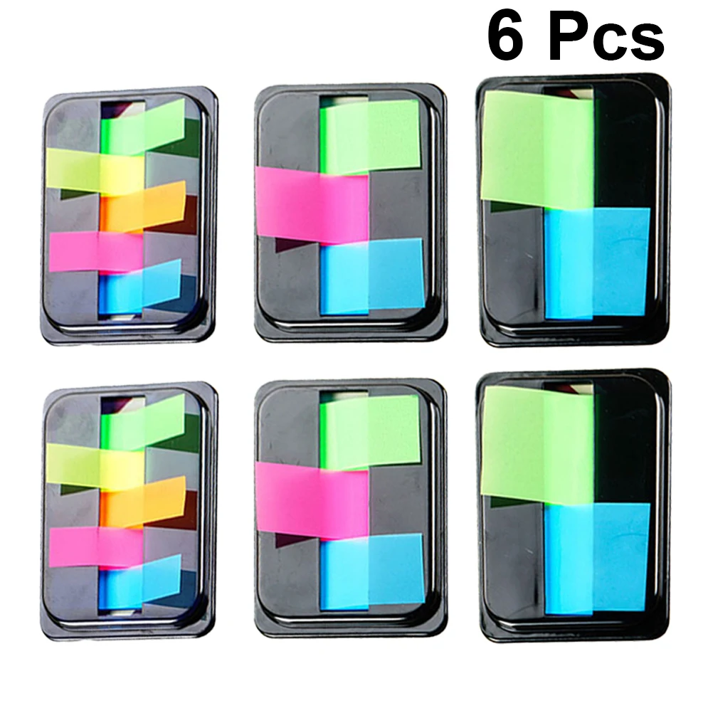 

6 Boxes PET Notes Neon Tabs Color Page Markers Transparent Stickers Highlighting Flags Removable Adhesive Translucent Material