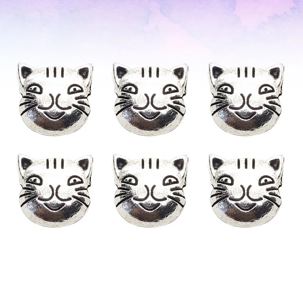 

50Pcs Tibetan Silver Kitten Cat Spacer Beads Alloy Vintage Small Pendants Charms for Jewelry Craft Accessories