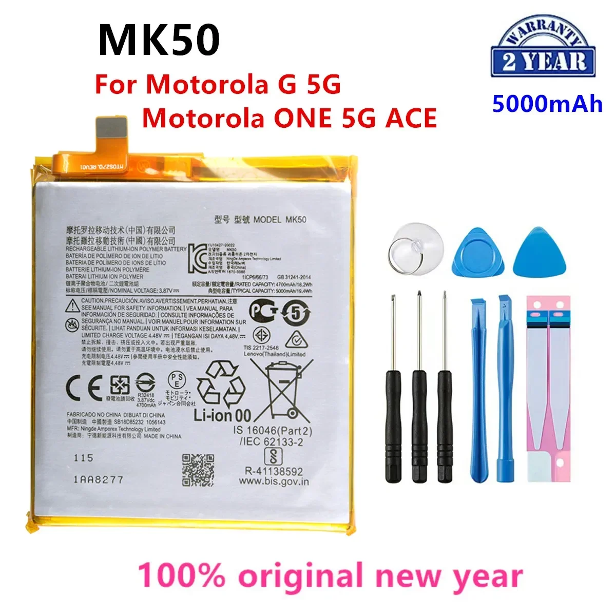 

100% Original MK50 5000mAh Battery For Motorola G 5G/ Motorola ONE 5G ACE Phone Batteries+Tools.