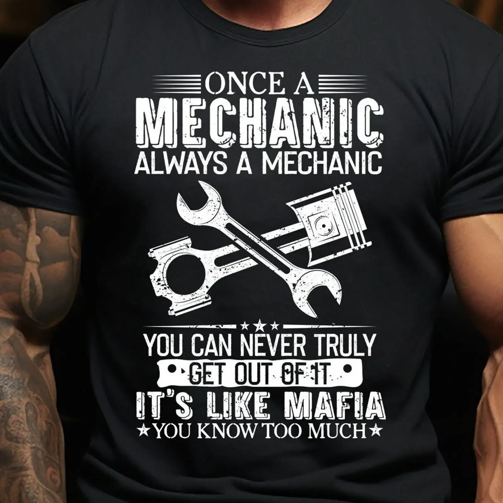 Mechanic Always A T shirt Mafia Humor Funny Husband Grandpa vintage Washed Top For Everyday Wear fashion designer clothes