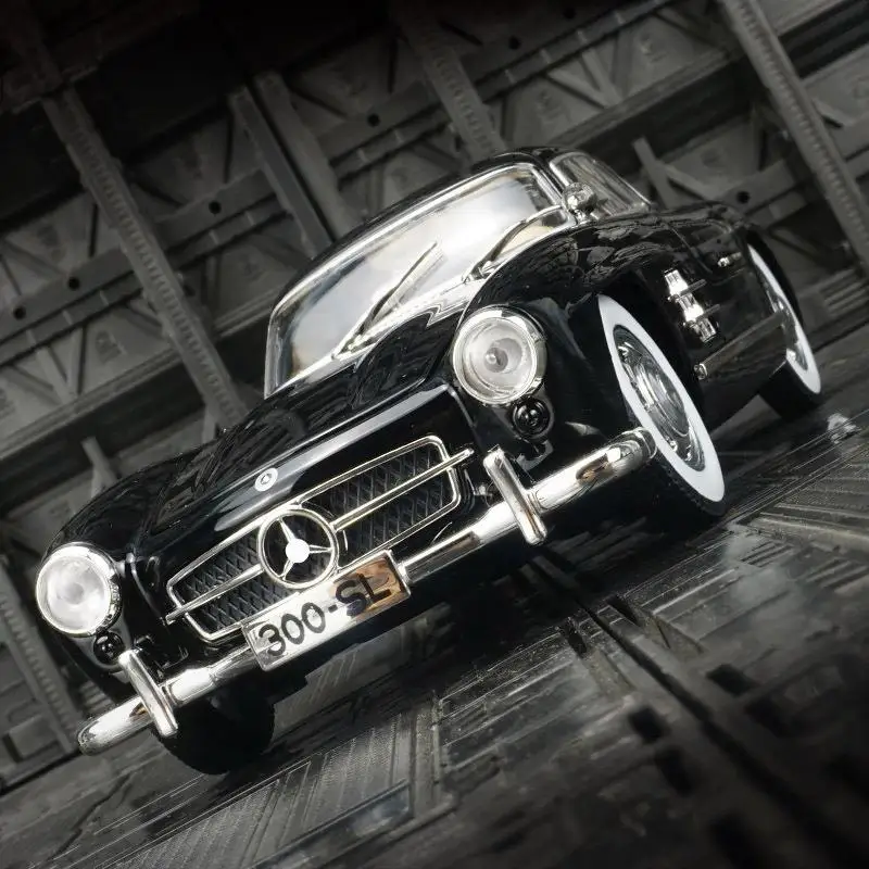 1:24 Retro 300SL Oldtimer Legierung Modellauto Desktop Ornament zurückziehen Spielzeugauto Box Geschenk