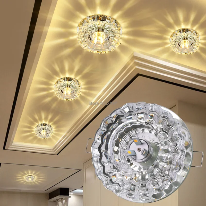 Nowy Led Crystal Spotlight wbudowany Downlight salon sufit pokoju światło sufitowe światło na korytarz światła korytarz nastrojowe oświetlenie