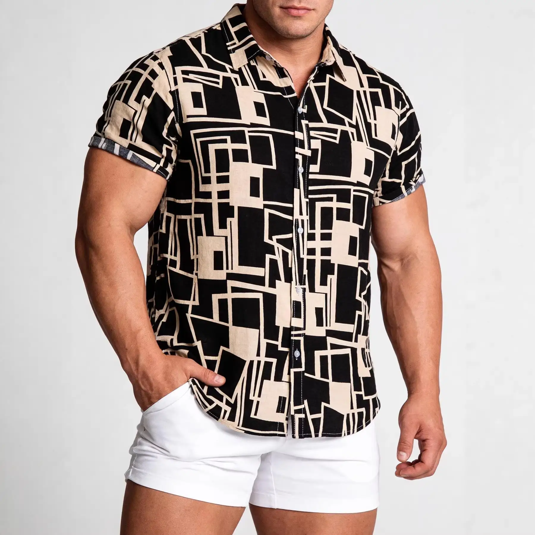 

Men's plus Size Trendy Thin Plaid irt ort Sve Casual Sle Print Fabric Easy Care Daily Wear Summer 205 Collection
